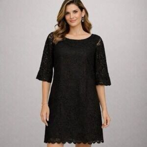 Shoshanna Black Lace Mini Shift Dress Size 10